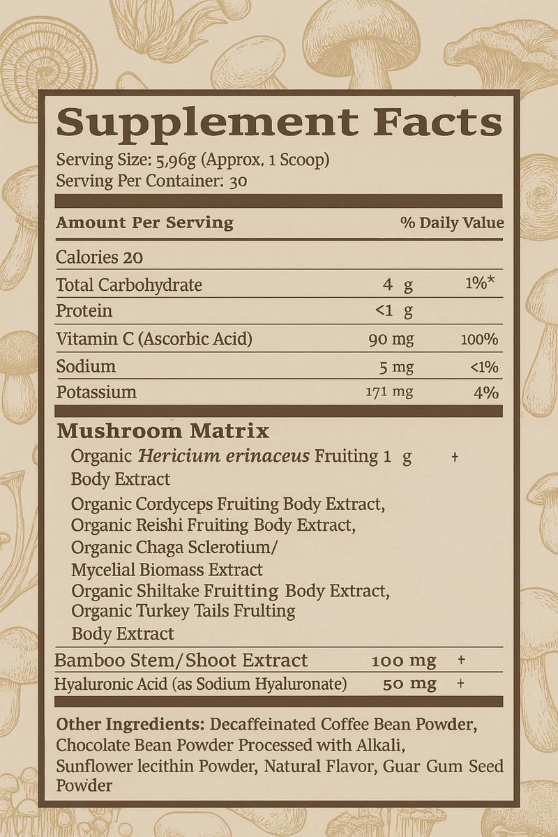 Essence & Rituals Mushroom Coffee Blend- Decaffeinated/Caffeinated Instant Coffee with Lion's Mane, Reishi, Chaga, Cordyceps- Gut, Brain, Focus & Energy Support- 30 Servings (Decaffeinated) - Image 2
